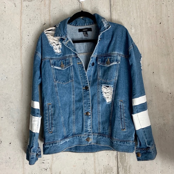Jackets & Blazers - Distressed Medium Wash Denim Jean Jacket